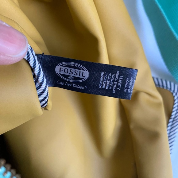 FOSSIL Black With Teal Trim And White Polka Dot Crossbody Bag - Picture 11 of 16